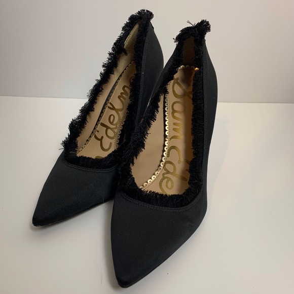 Sam Edelman Black Halan Frayed Pointed Toe Pump - Picture 3 of 13
